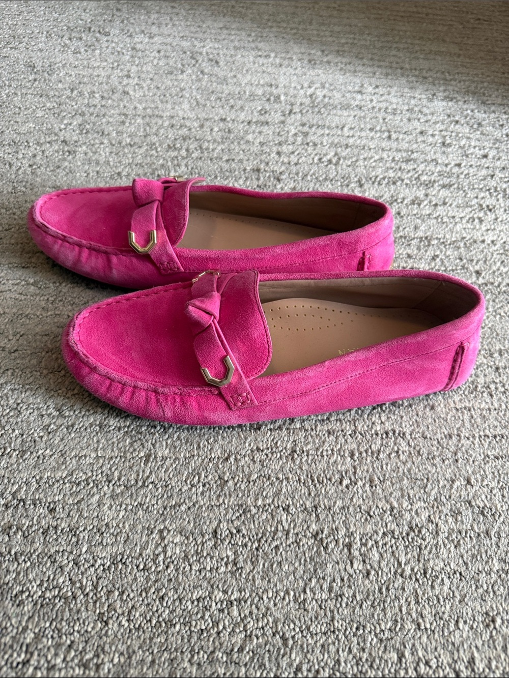 Cole Haan Pink Suede Driving Loafers